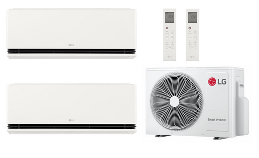Multi Split Klimaanlage LG Dualcool AI Deluxe Soft Air 2x3,5kW + 6,2kW Außengerät
