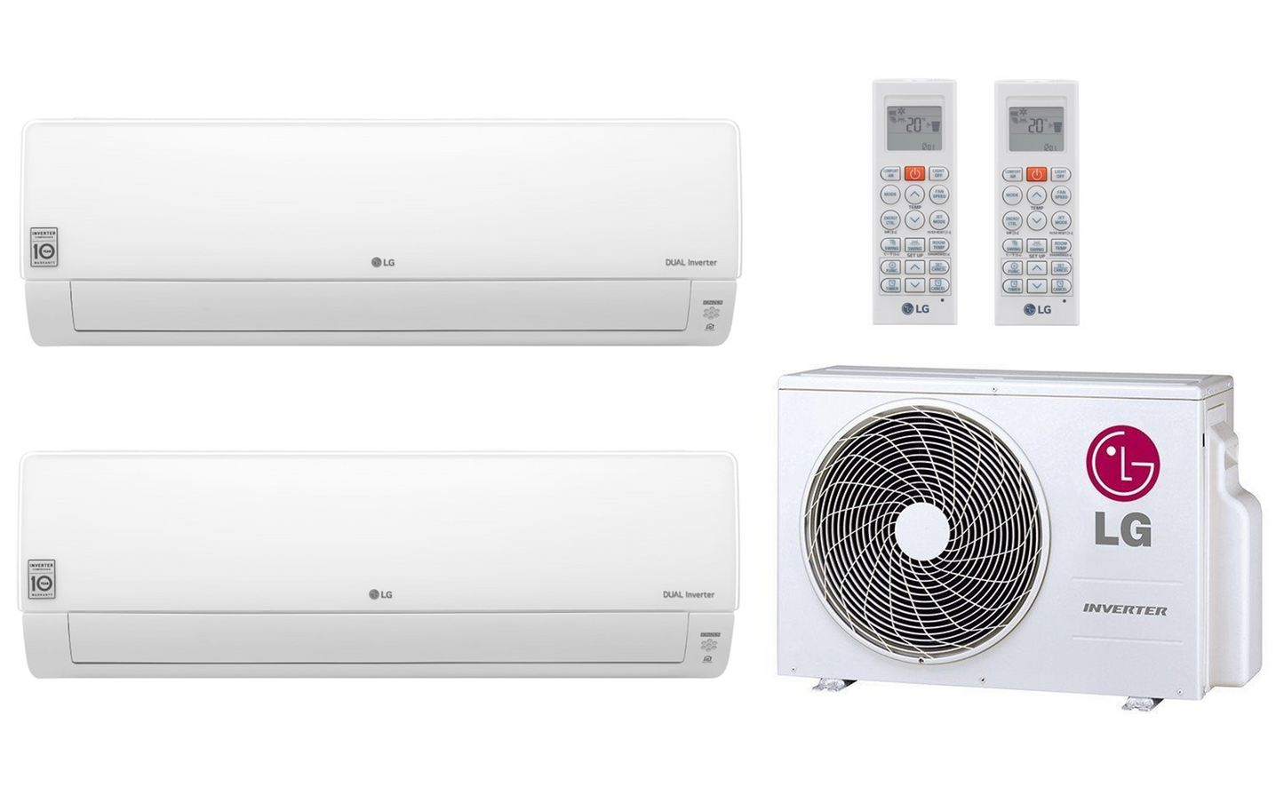 LG Multi Split Klimaanlage 2x Deluxe DM07RK.NSJ 2,1 kW + MU2R15.U13 4,1 kW