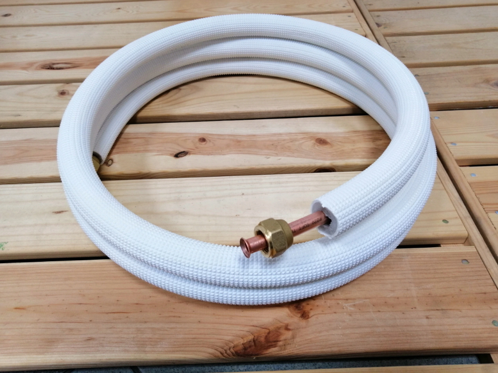 Montageset für Klimaanlage 1-25m: Kupferleitung 1/4" + 3/8", Kondensatschlauch 16mm, Elektrokabel 5x1,5, 1x Wanddurchführung 350mm