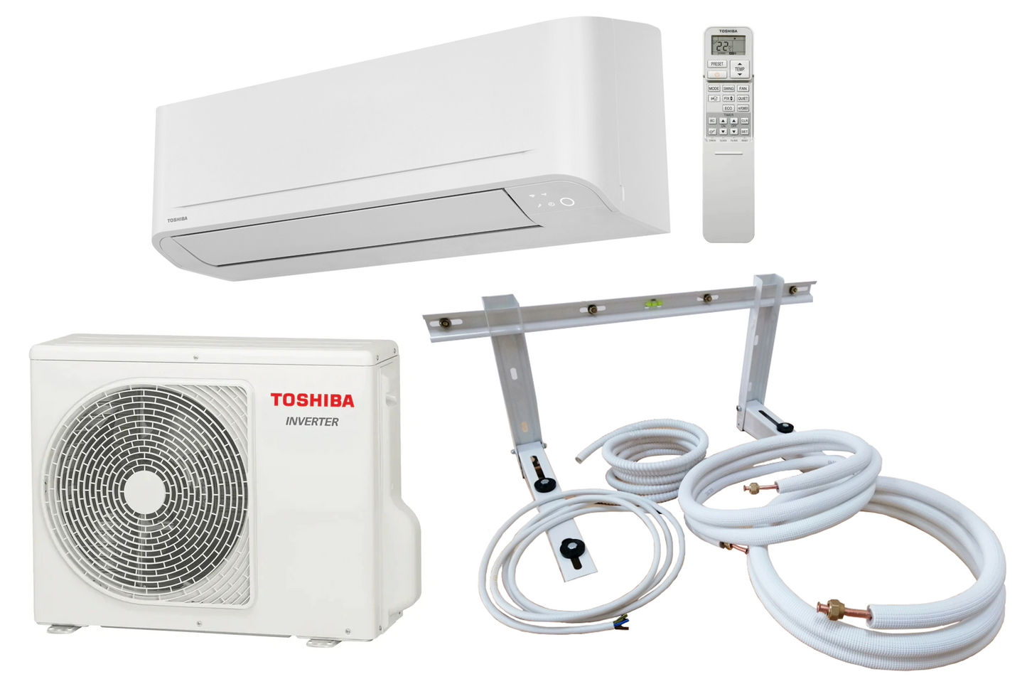 Toshiba Seiya 2 3.3 kW Split-Klimaanlage + optionales Montageset 3–15m