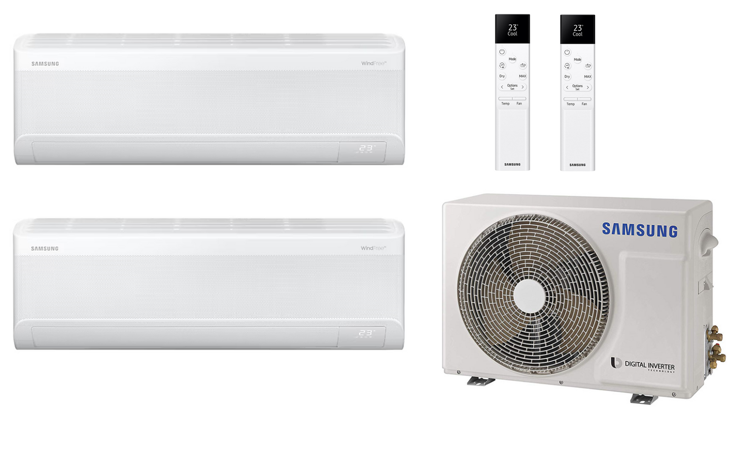 Samsung Multi Split Klimaanlage WindFree™ Elite S2 5,0 kW mit 2x 2,5 kW Innengerät