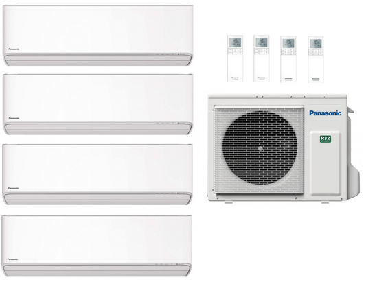 Panasonic Multi Split Klimaanlage ETHEREA 6,8 kW mit 4x 1,6 kW Innengerät Weiß
