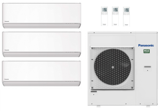Panasonic Multi Split Klimaanlage ETHEREA 8,0 kW mit 2x 3,5 kW & 1x 4,2 kW Innengerät Weiß